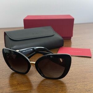 Valentino Black Cat-Eye Sunglasses with Gold Bridge VA4057 50018G